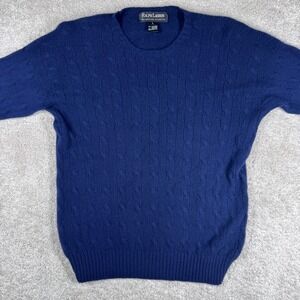 Ralph Lauren Collection Classics 100% Cashmere Cable Knit Sweater Navy Blue L